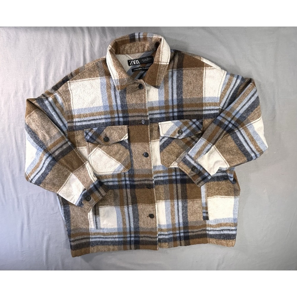 Zara Overshirt Plaid Shirt Jacket Shacket Womens Large Fall Casual Cabincore